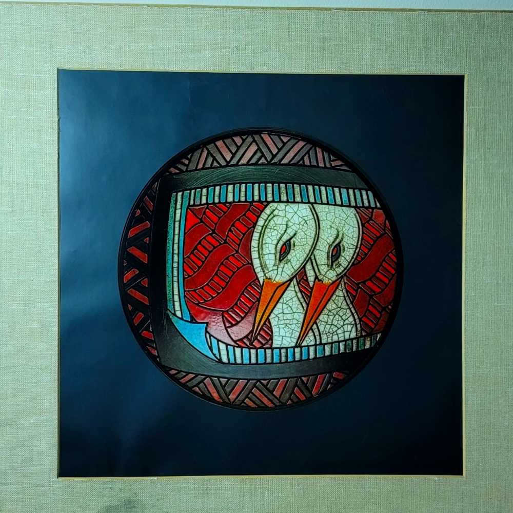 Vintage David Keator ceramic lid art